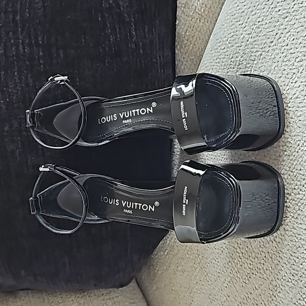 Black Louis Vuitton Block Heel